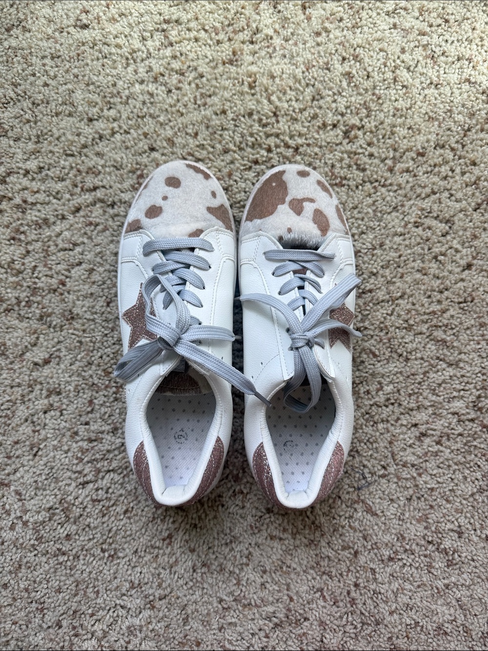 Simply Southern White Sneakers with Cow Print Accents